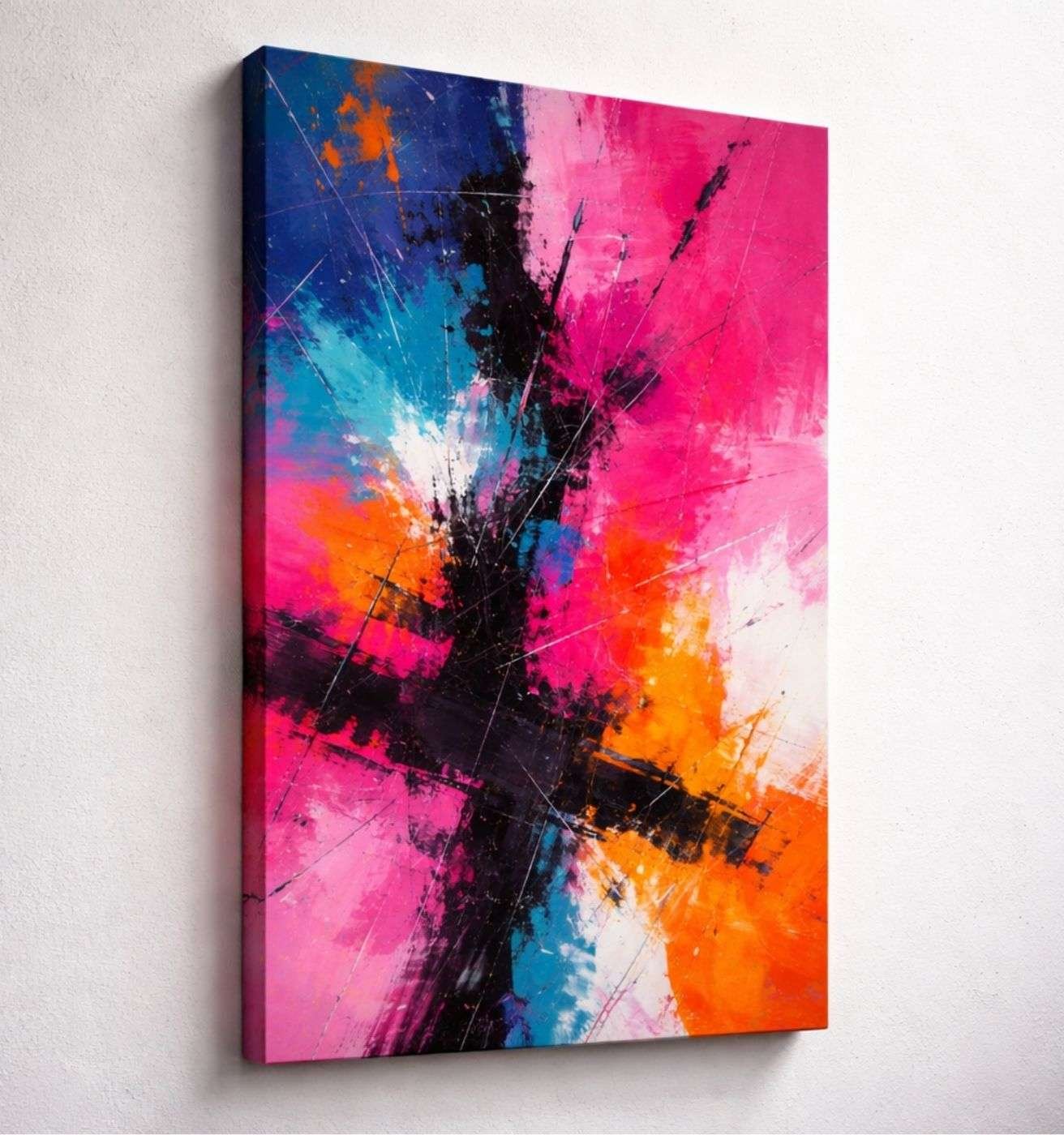 Modern Art Canvas Painting Colorful Abstract Splash Wall Art | Modern Abstract Canvas Painting & Modern Painting For Living Room by KunjCart