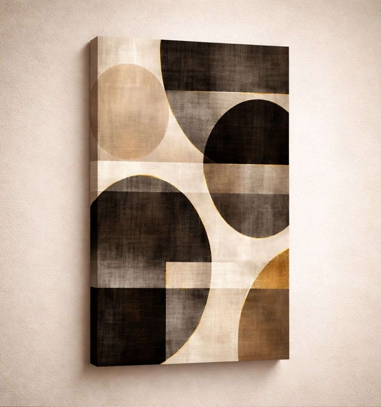 Modern Art Canvas Painting Geometric Circle Design Wall Art | Modern Abstract Canvas Painting & Modern Painting For Living Room by KunjCart