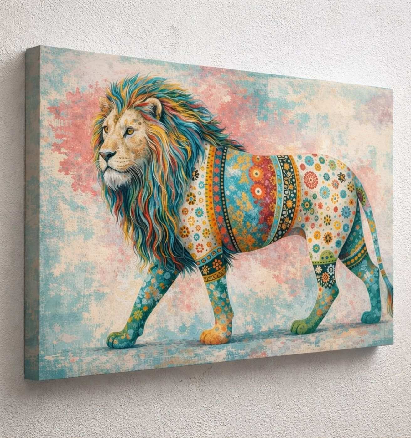 Colorful Lion Modern Artwork Canvas Wall Painting – Modern Art Canvas Painting | KunjCart