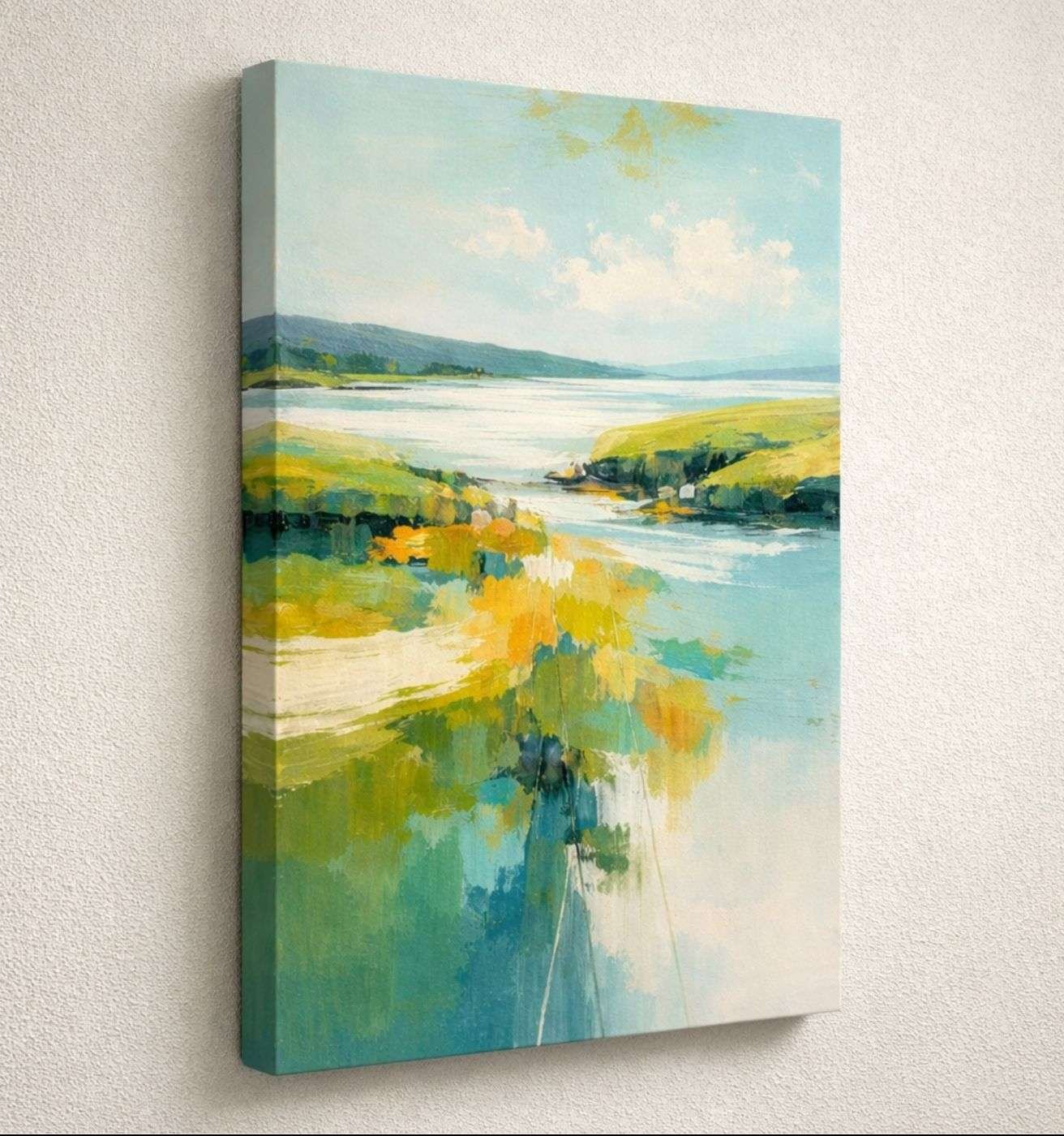 Abstract Nature Landscape Modern Art Canvas Painting For Home and Office Wall Art | Modern Painting For Living Room & Modern Art Painting For Bedroom by KunjCart