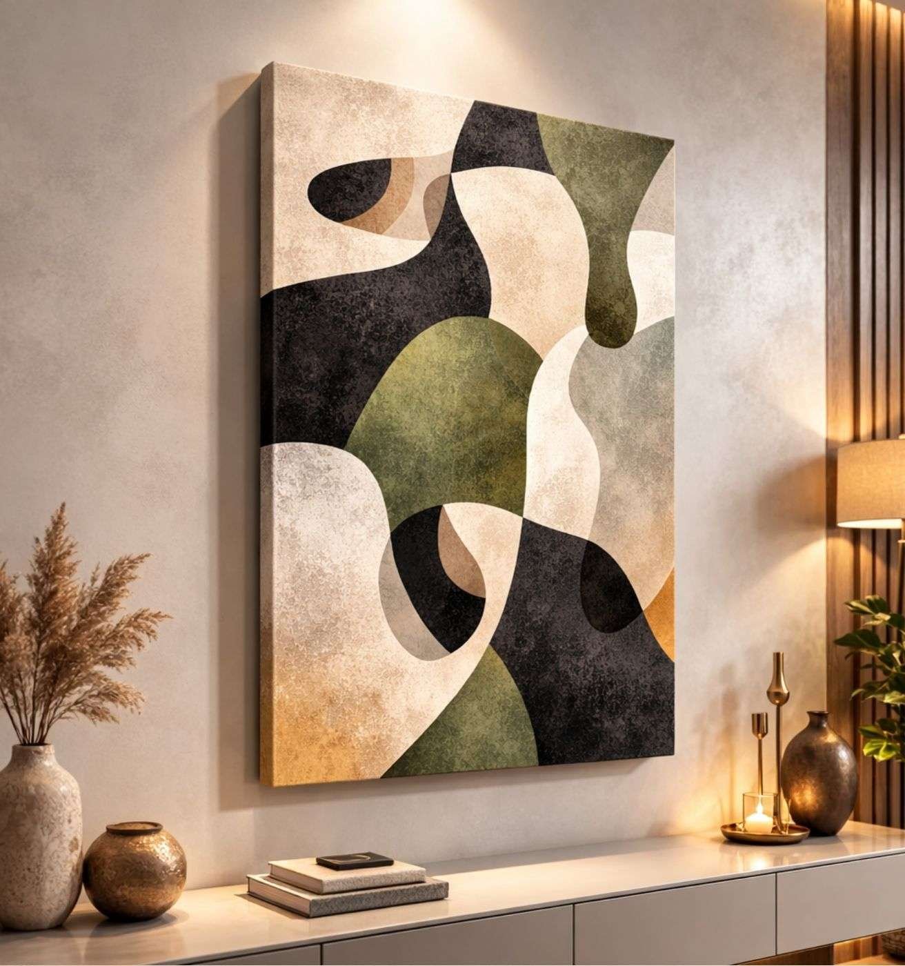 Abstract Shapes Modern Painting For Living Room, Bedroom and Home, Office Wall Art | Modern Art Canvas Painting & Modern Abstract Canvas Painting by KunjCart