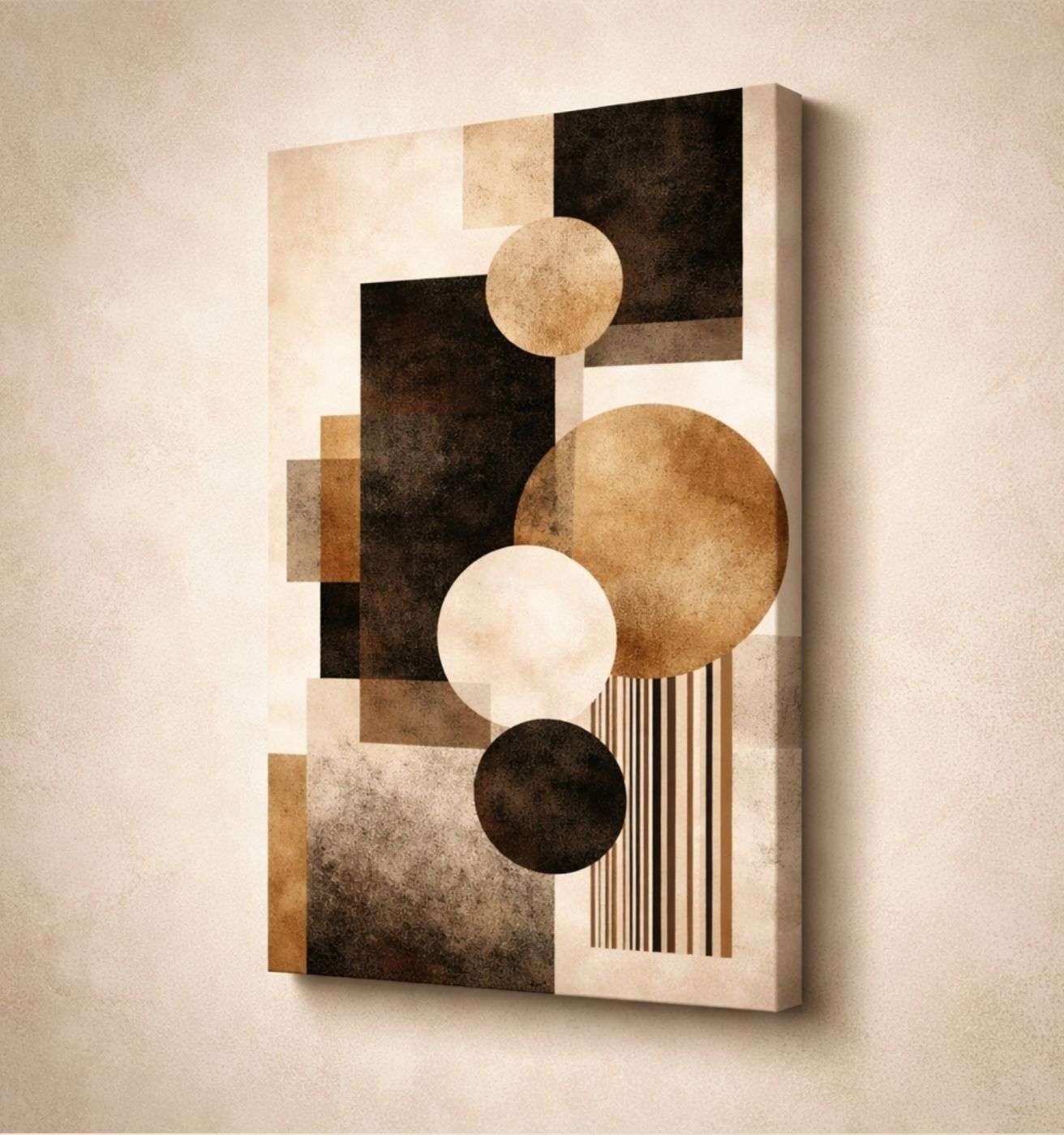 Geometric Circle Abstract Wall Art  Modern Canvas Painting | Modern Abstract Canvas Painting & Modern Painting For Living Room by KunjCart