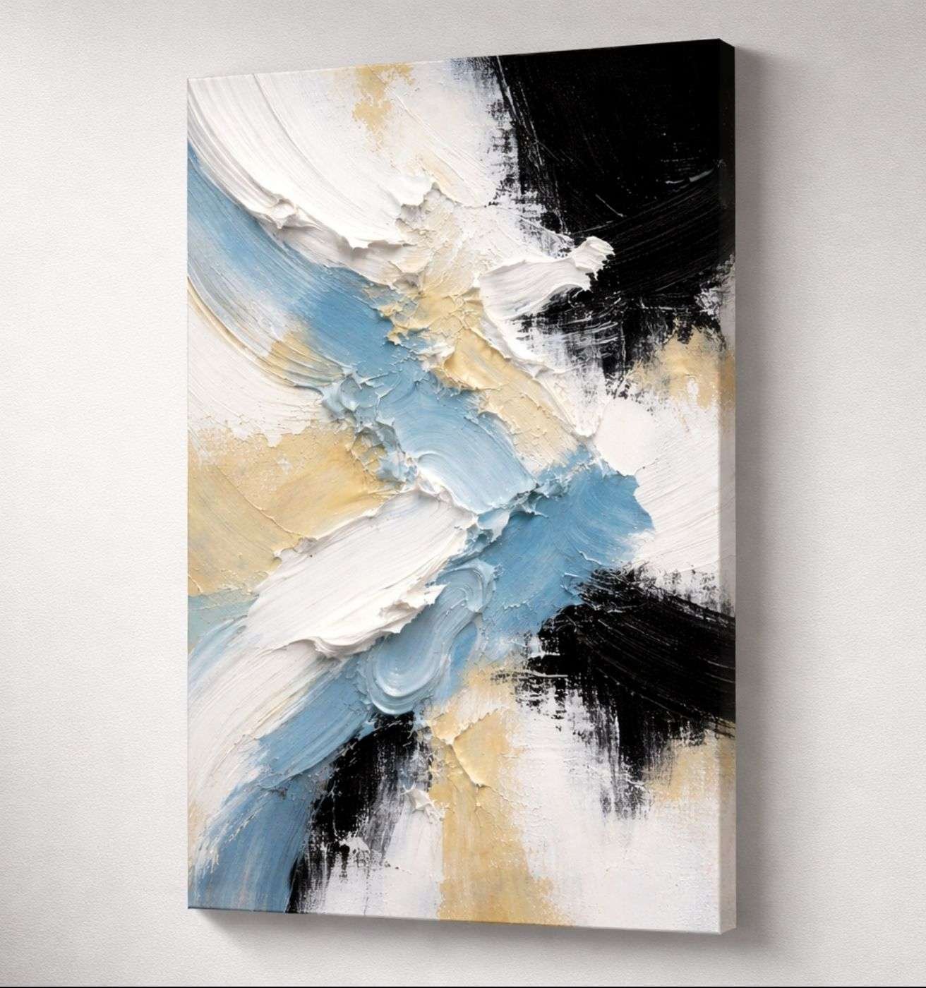 Modern Art Canvas Painting Textured Abstract Brush Stroke Wall Art | Modern Abstract Canvas Painting & Modern Painting For Living Room by KunjCart