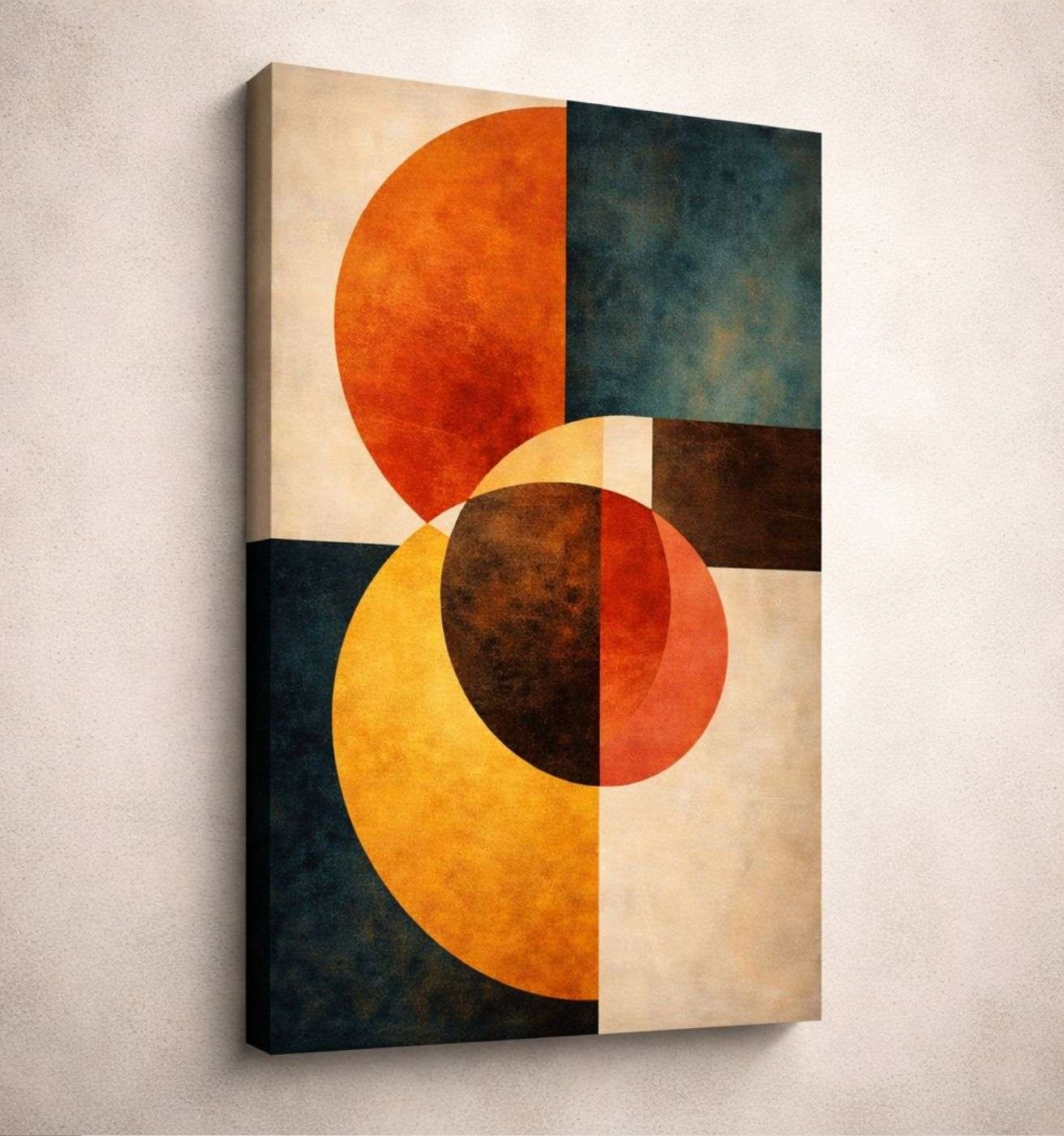 Modern Canvas Wall  Painting Geometric Circle Abstract Design | Modern Abstract Canvas Painting & Modern Painting For Living Room by KunjCart