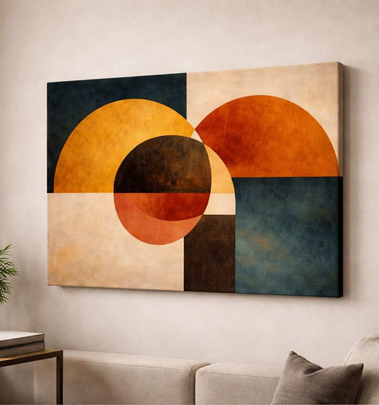 Geometric Circle Modern Art Canvas Wall Painting – Modern Abstract Canvas Painting | KunjCart