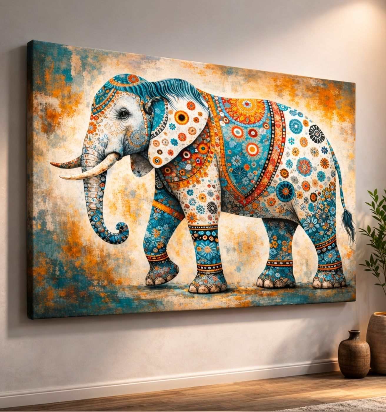 Colorful Elephant Modern Artwork Canvas Wall Painting For Living Room, Bedroom and Home, Office Decor  – Modern Art Canvas Painting | KunjCart