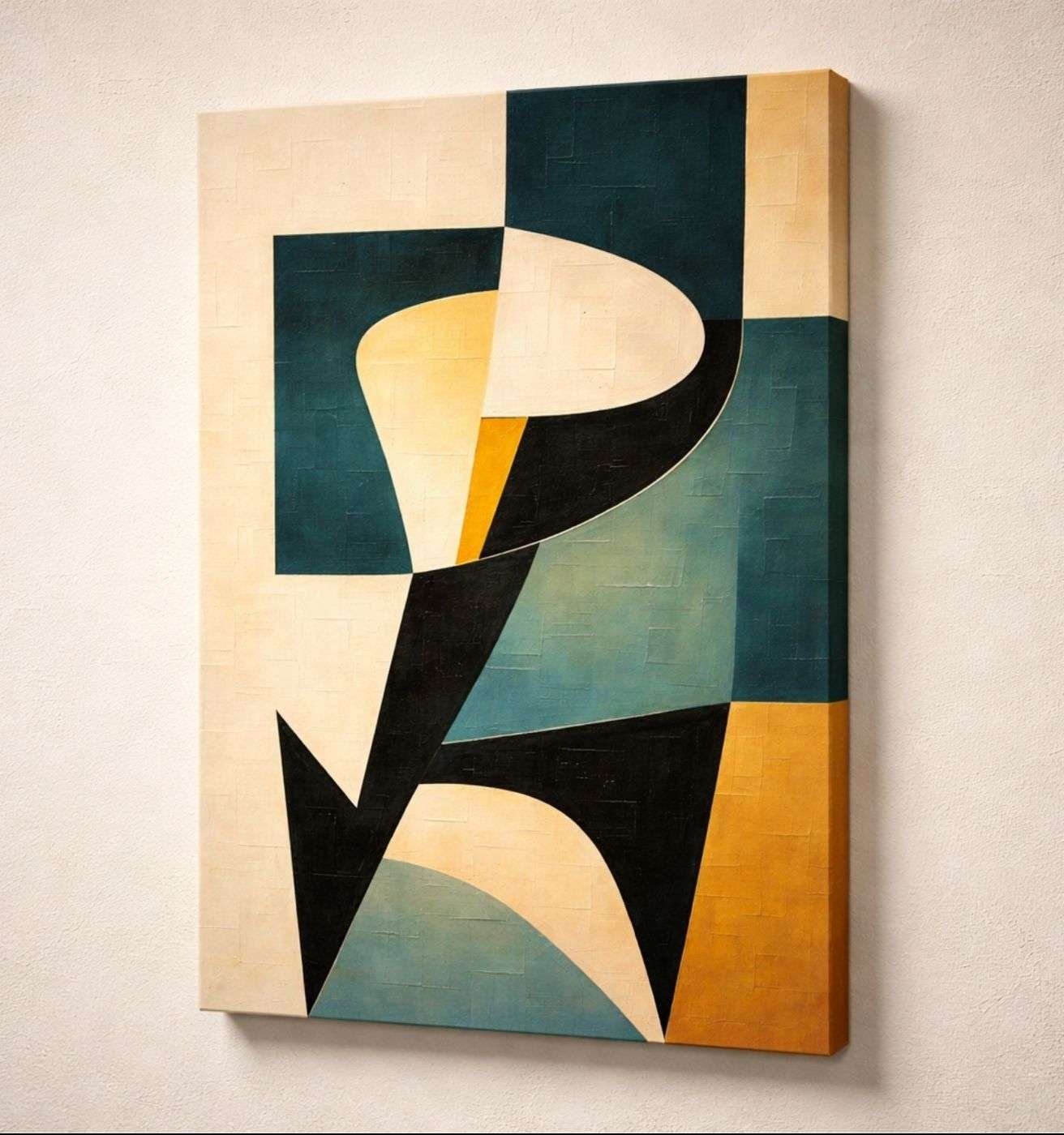 Modern Painting For Living Room Geometric Abstract Wall Art | Modern Art Canvas Painting & Modern Abstract Canvas Painting by KunjCart