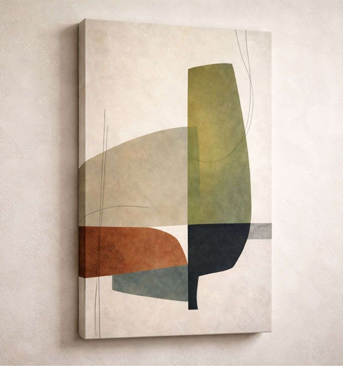 Artistic Modern Painting For Living Room Minimal Abstract Shape Wall Art | Modern Art Canvas Painting & Modern Abstract Canvas Painting by KunjCart