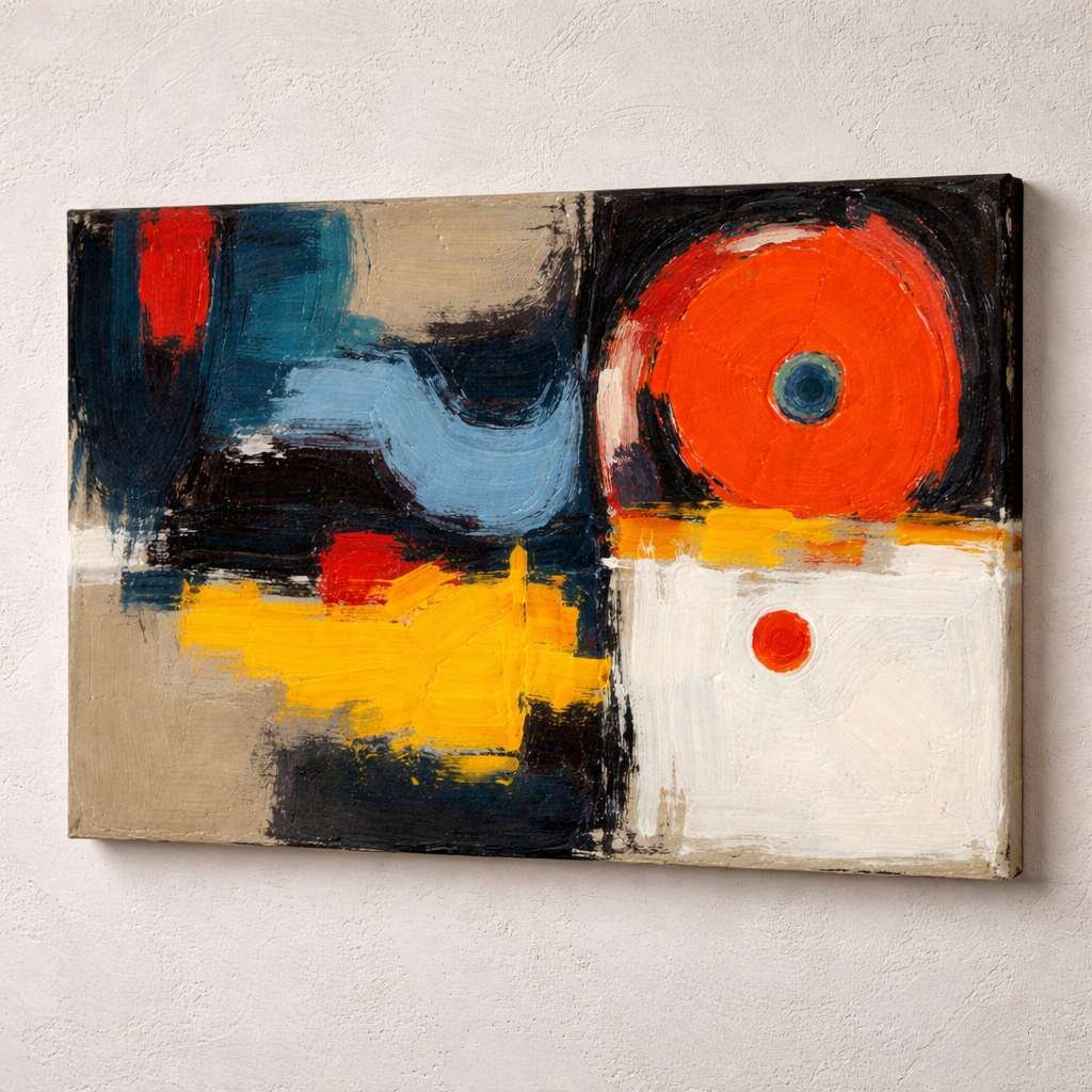 KunjCart Abstract Painting Geometric Circle Texture Art | Abstract Canvas Painting | Modern Abstract Painting For Living Room Bedroom Decor