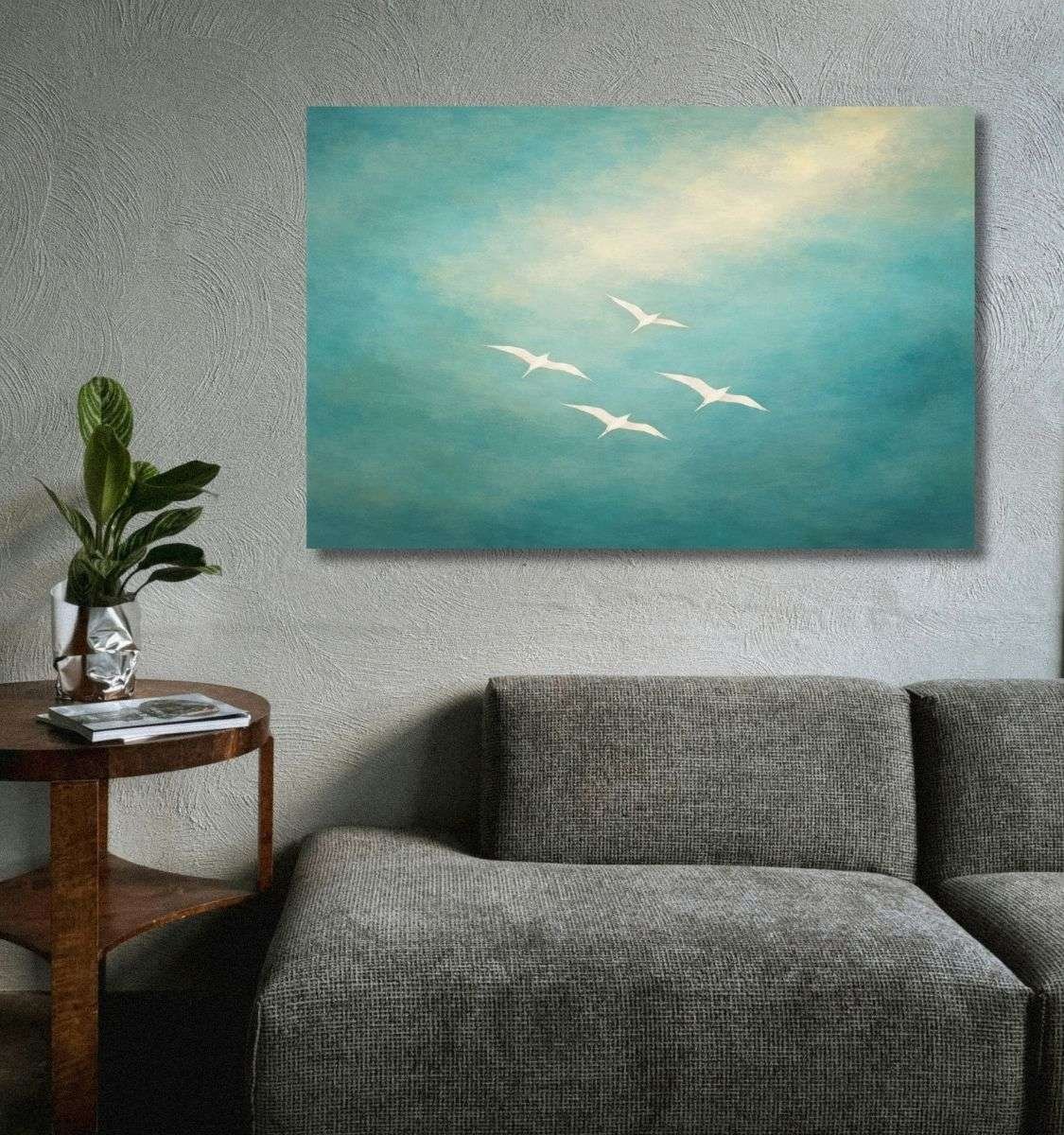birds abstract canvas painting by kunj cart8