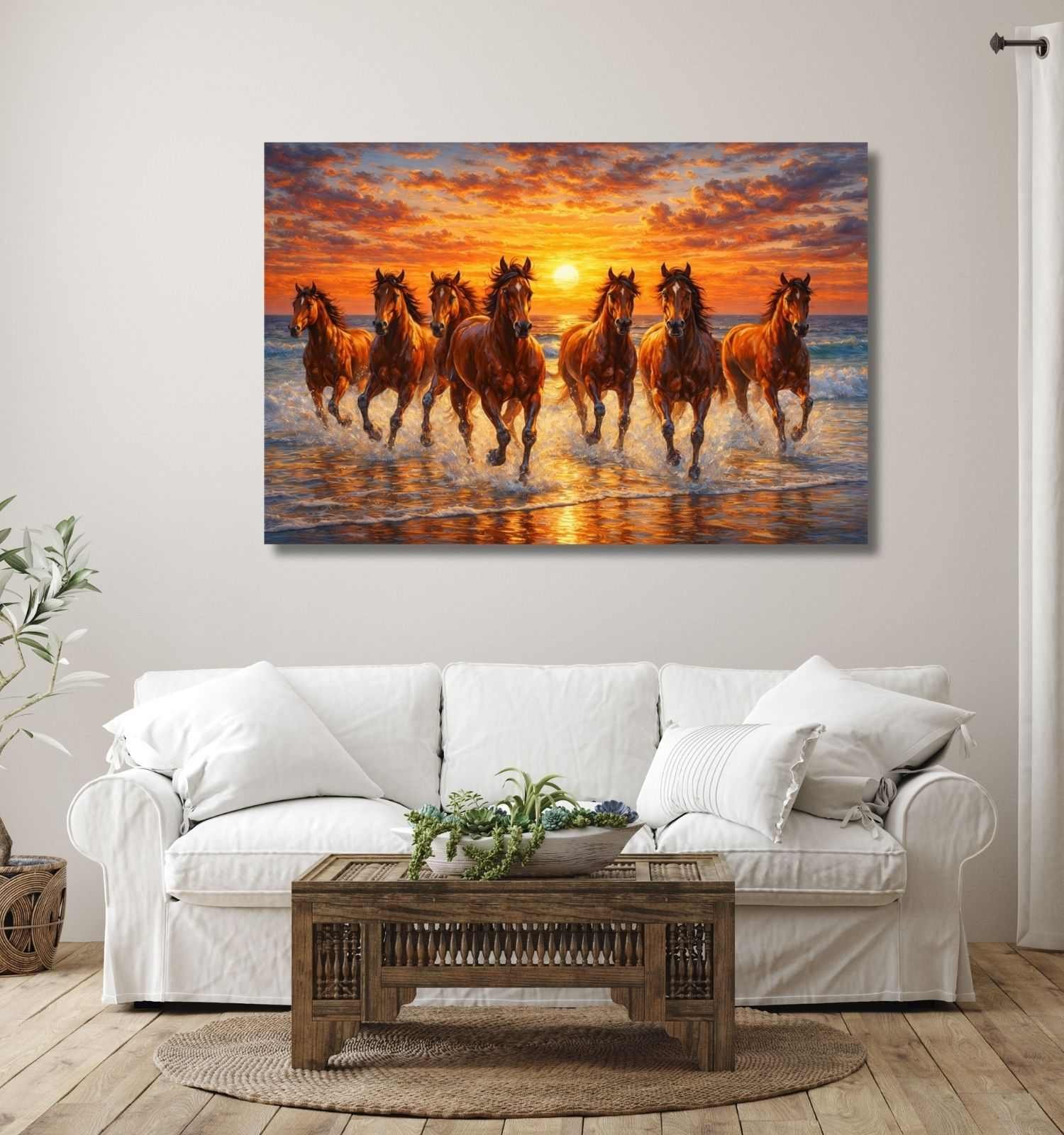 brown 7 horse painting for vastu1