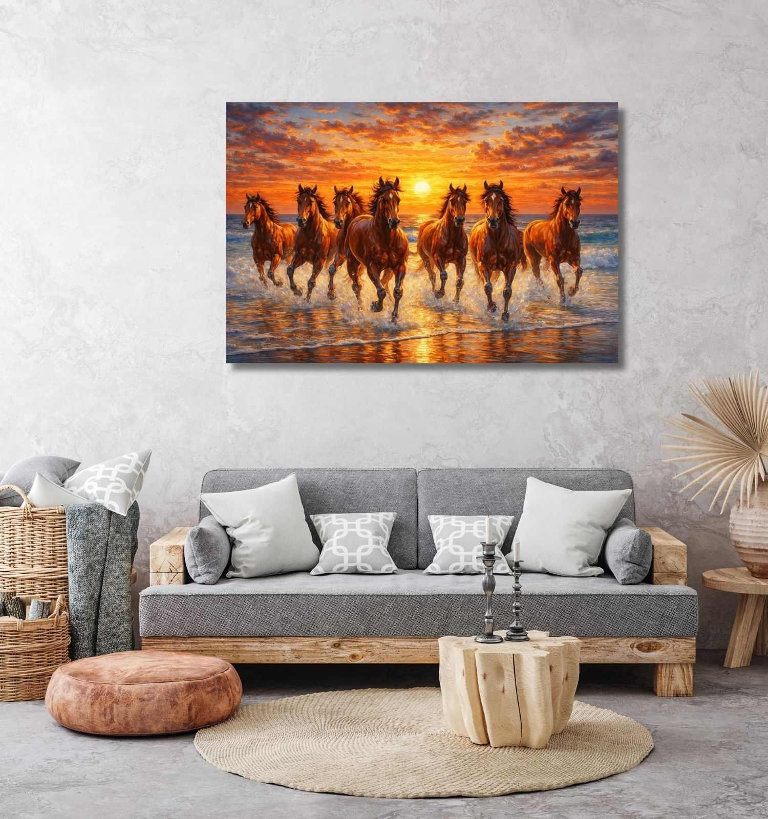 brown 7 horse painting for vastu1