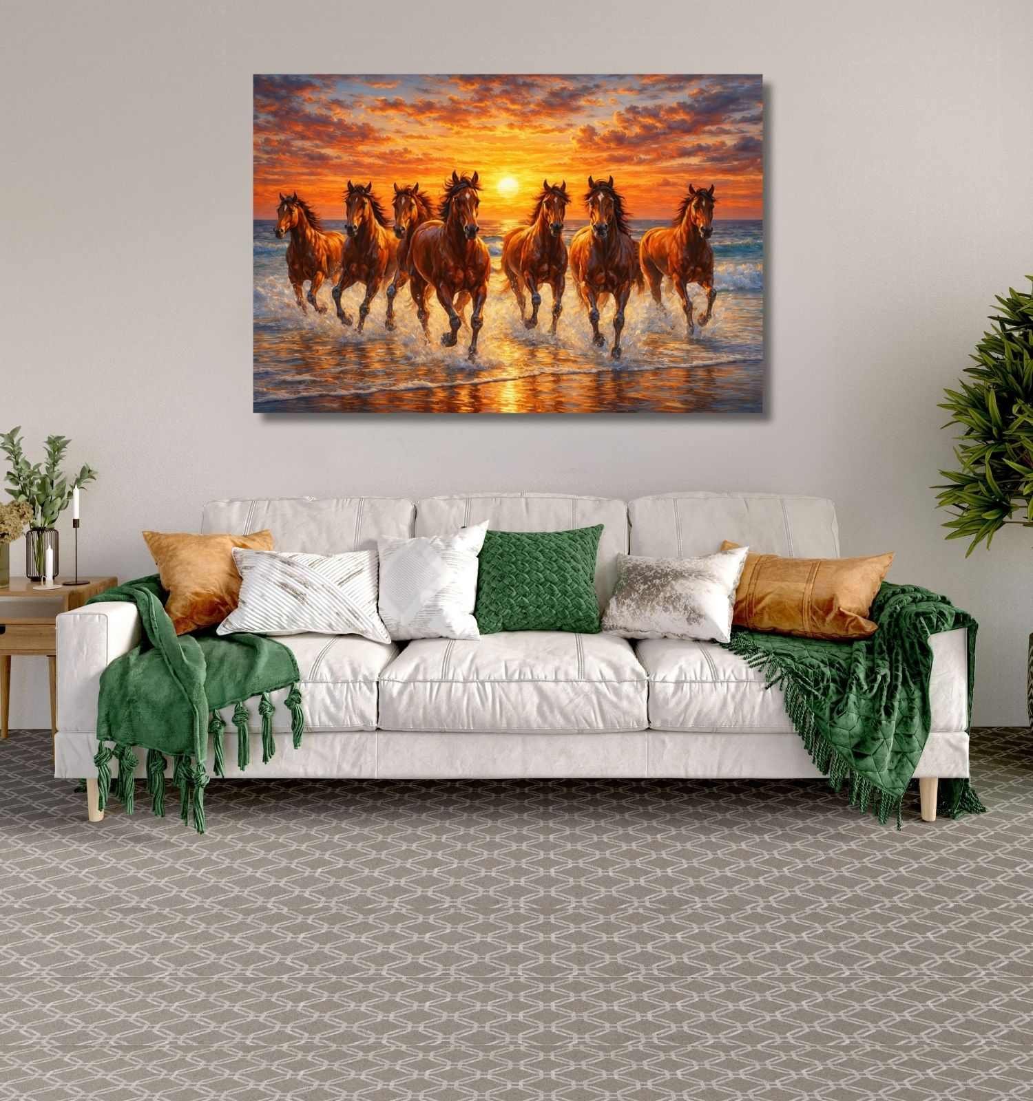 brown 7 horse painting for vastu1