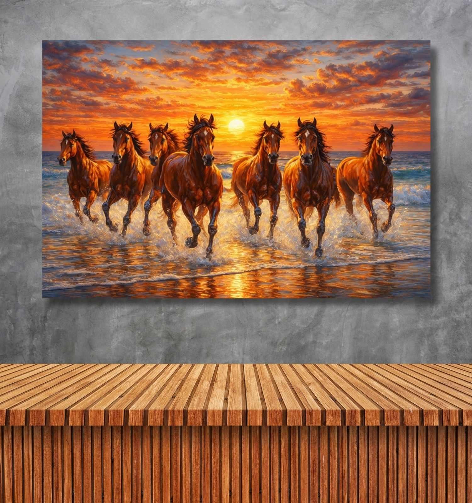 brown 7 horse painting for vastu1