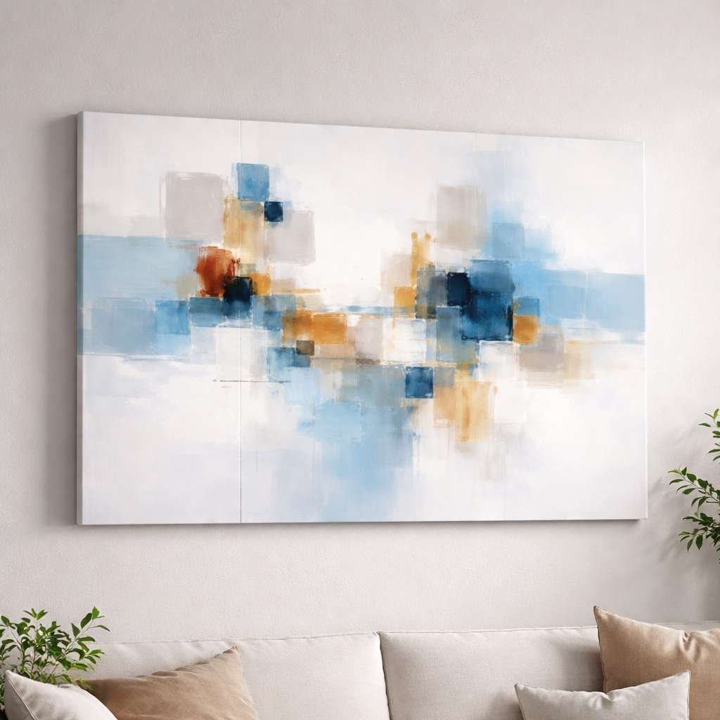 Abstract Painting Abstract Canvas Painting Blue Geometric Texture Wall Art Modern Abstract Painting For Living Room Bedroom – KunjCart