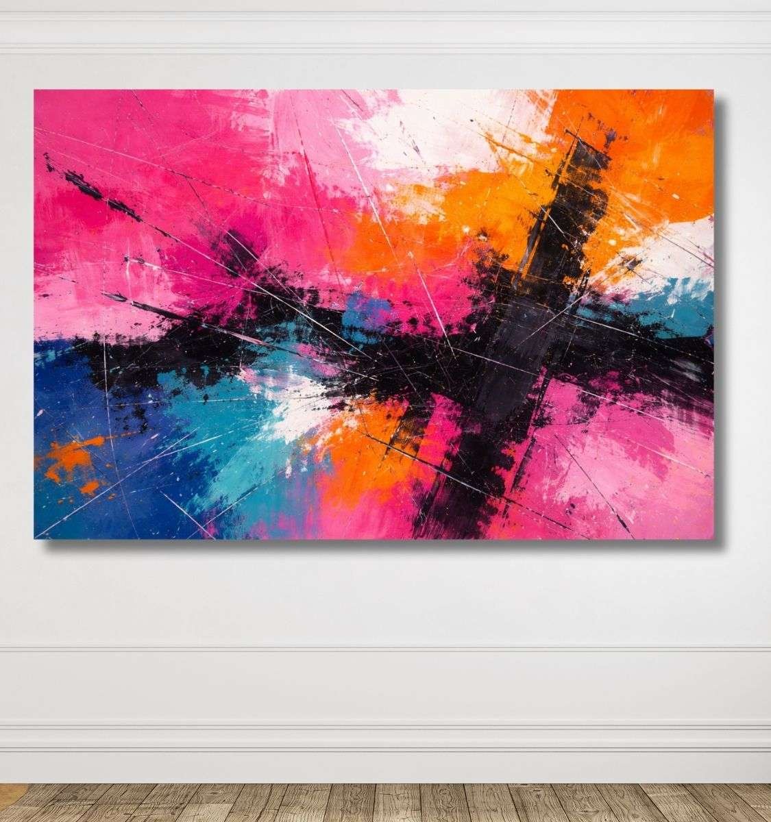 pink abstract canvas painting by kunj cart8