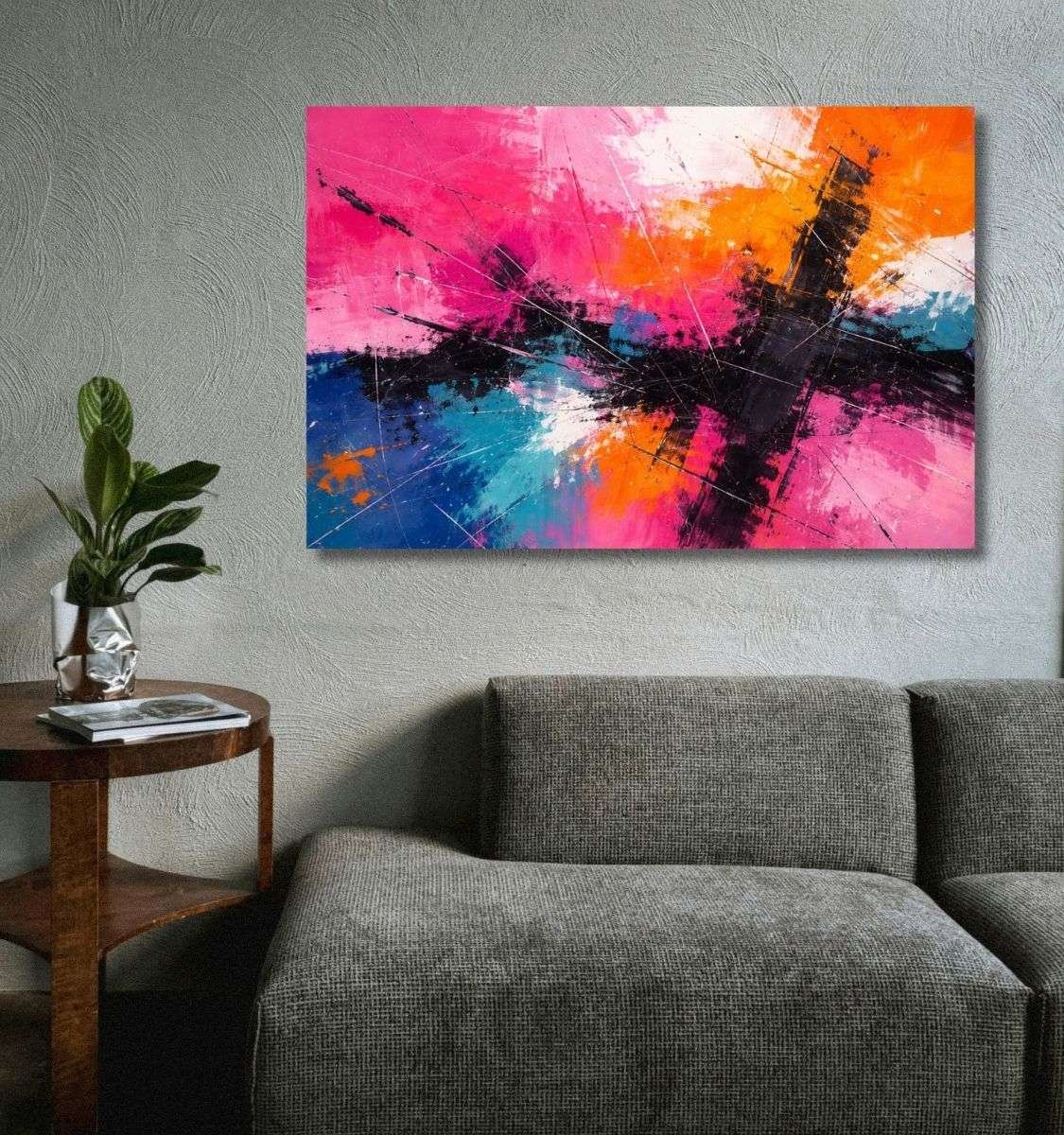 pink abstract canvas painting by kunj cart8