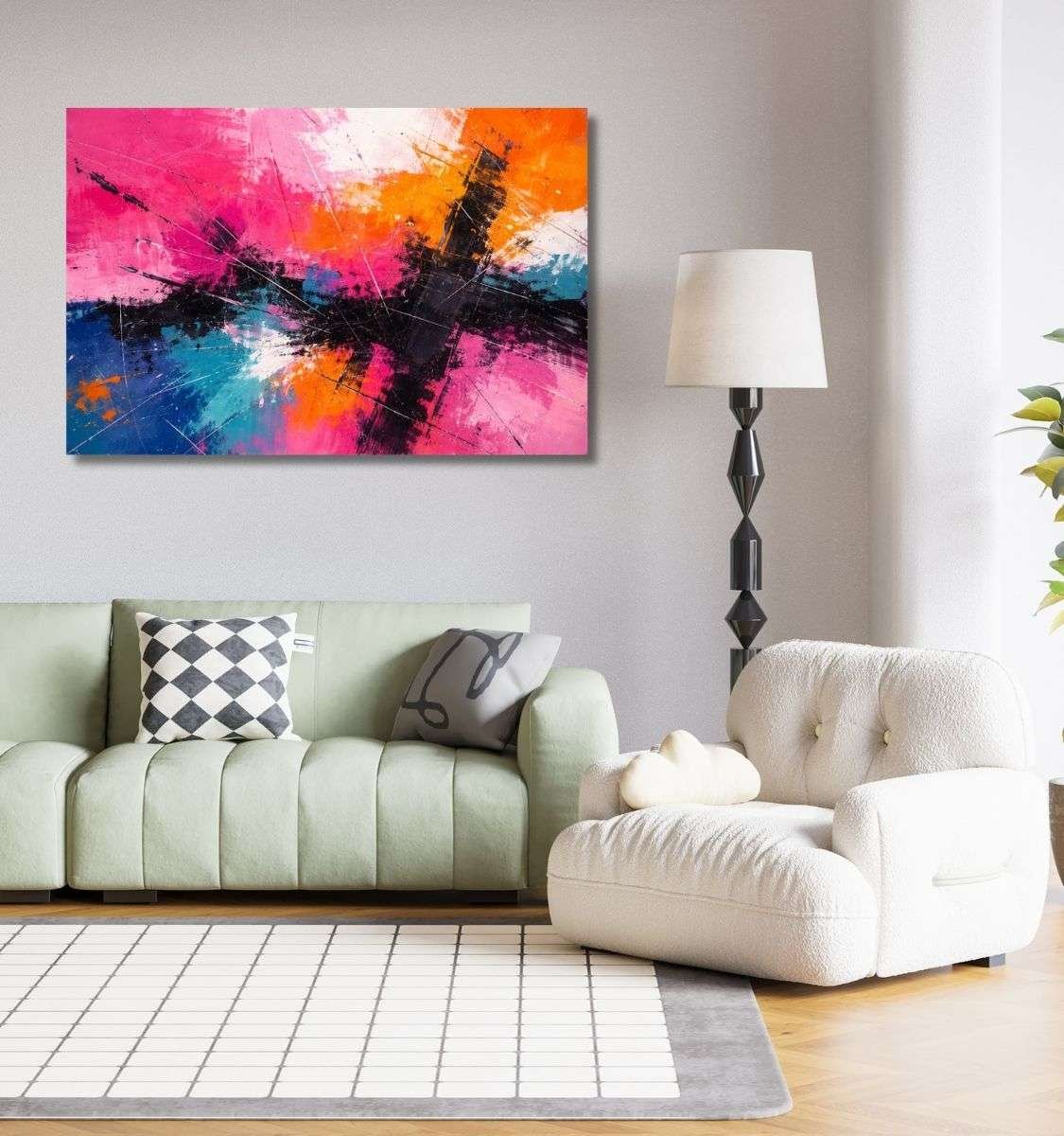 pink abstract canvas painting by kunj cart8
