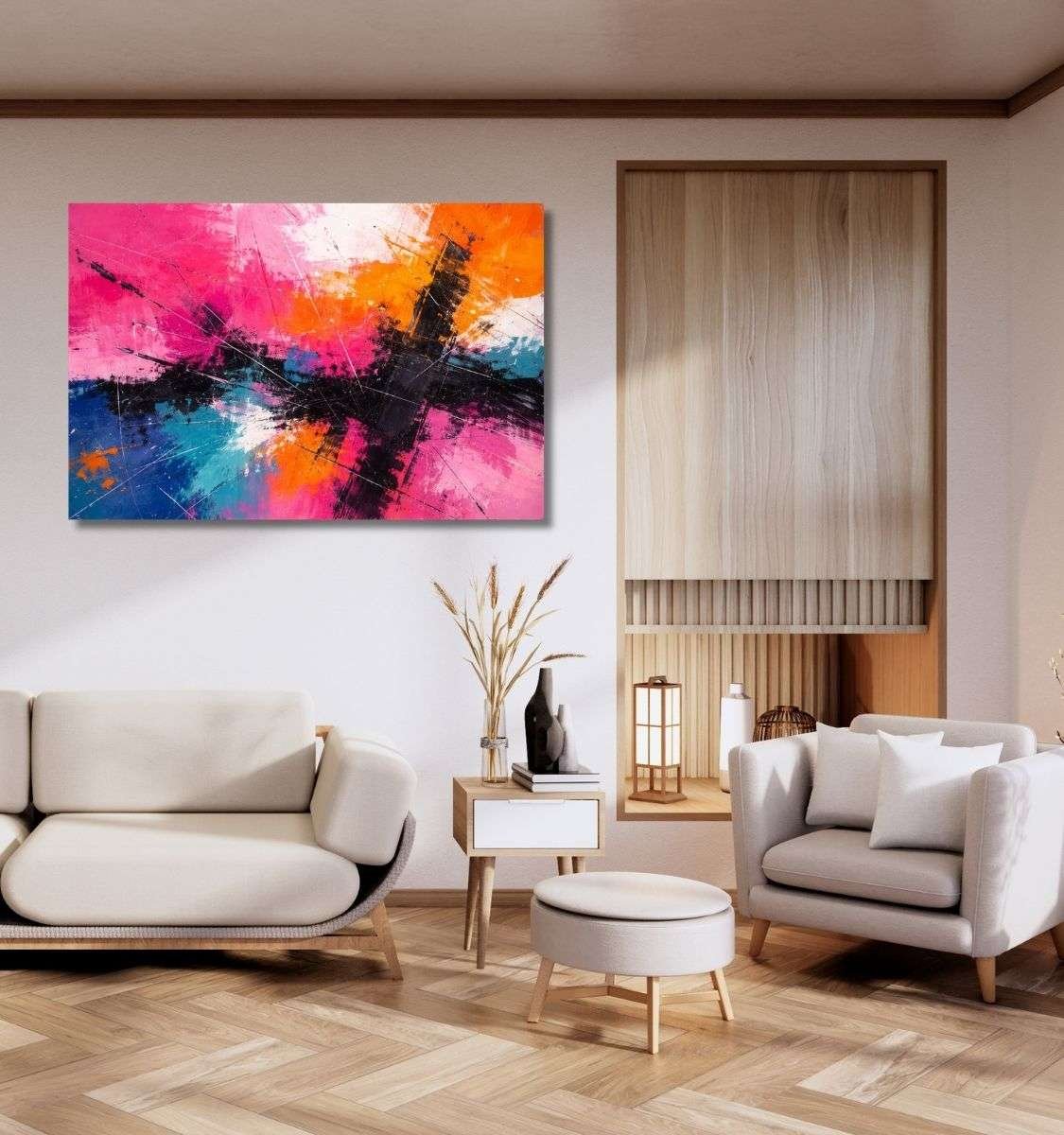 pink abstract canvas painting by kunj cart8