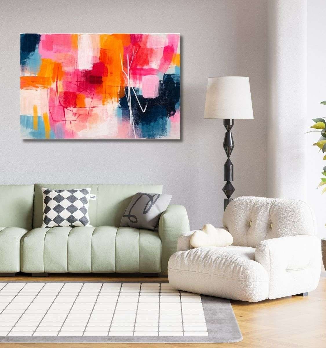 pink beautiful abstract canvas painting by kunj cart7