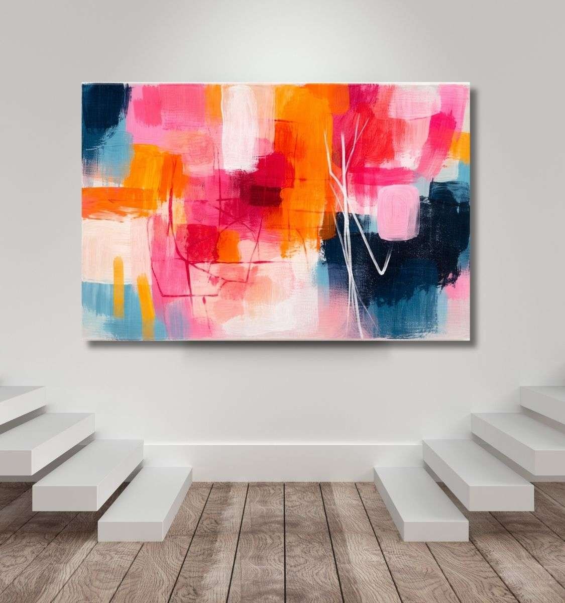 pink beautiful abstract canvas painting by kunj cart7