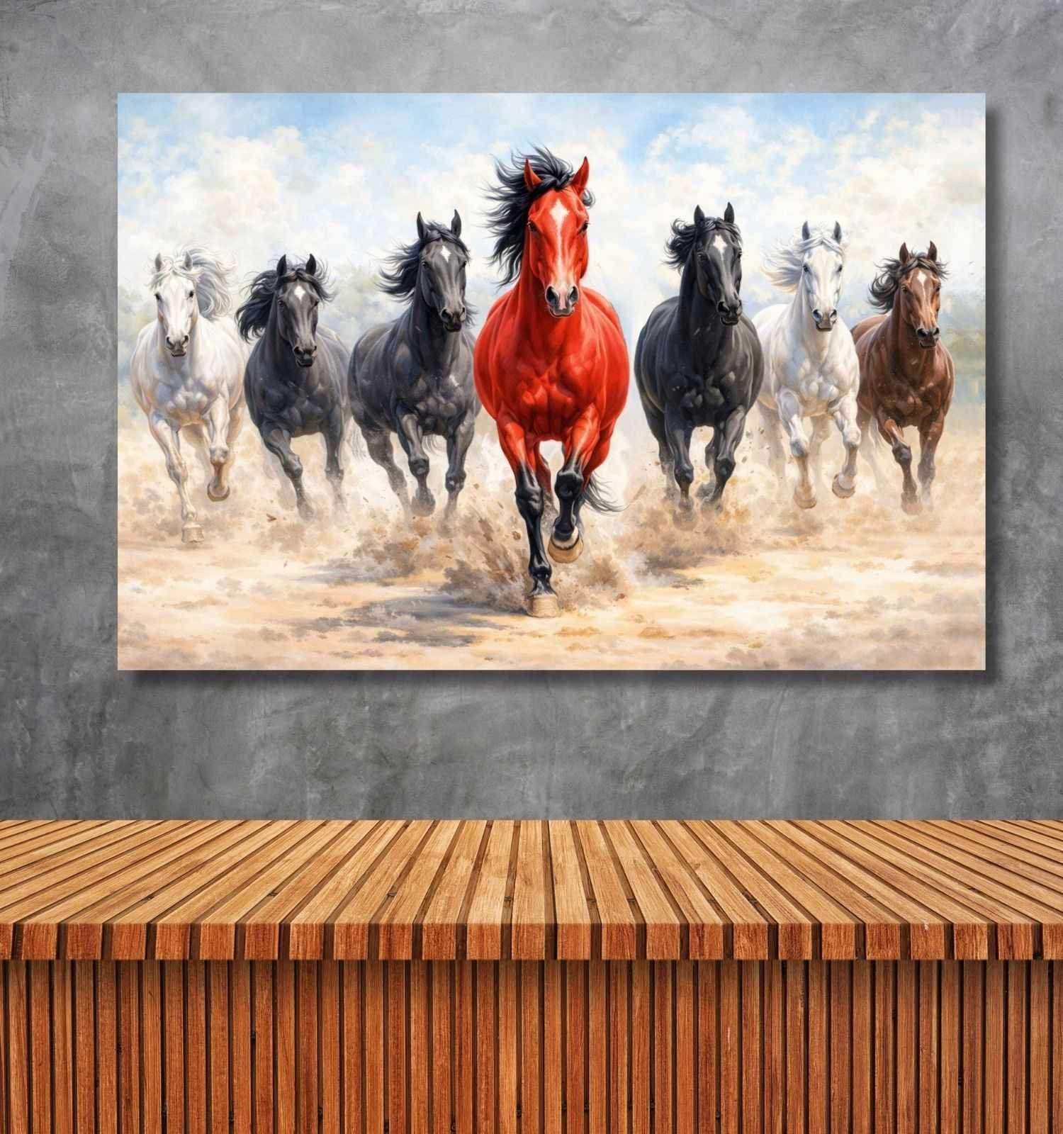 red and 7 horse painting1