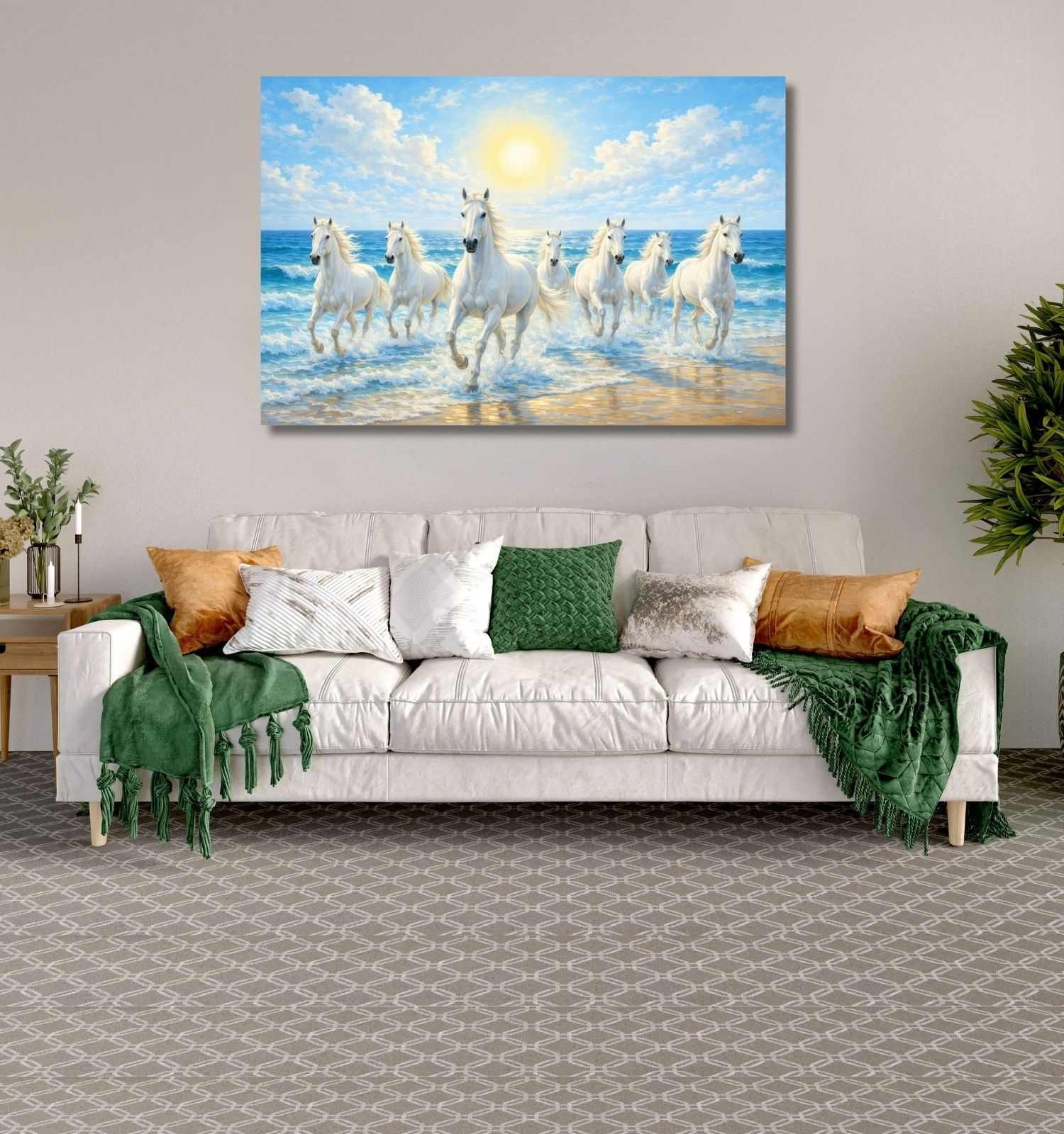 white 7 horse painting 1