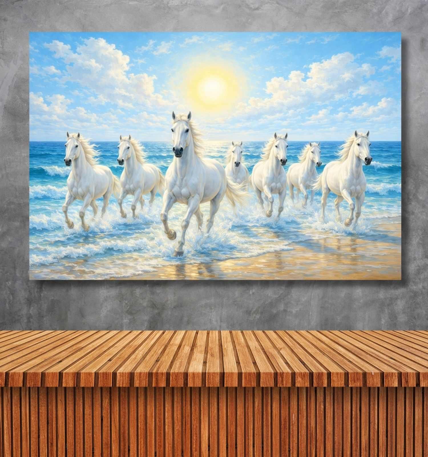 white 7 horse painting 1