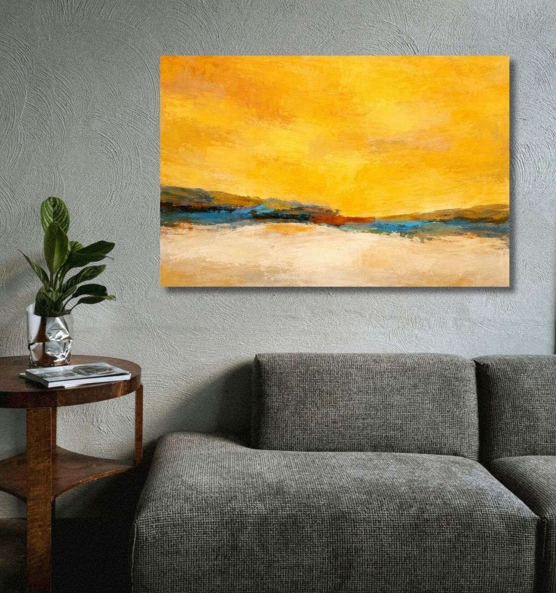 yellow abstract canvas painting by kunj cart8