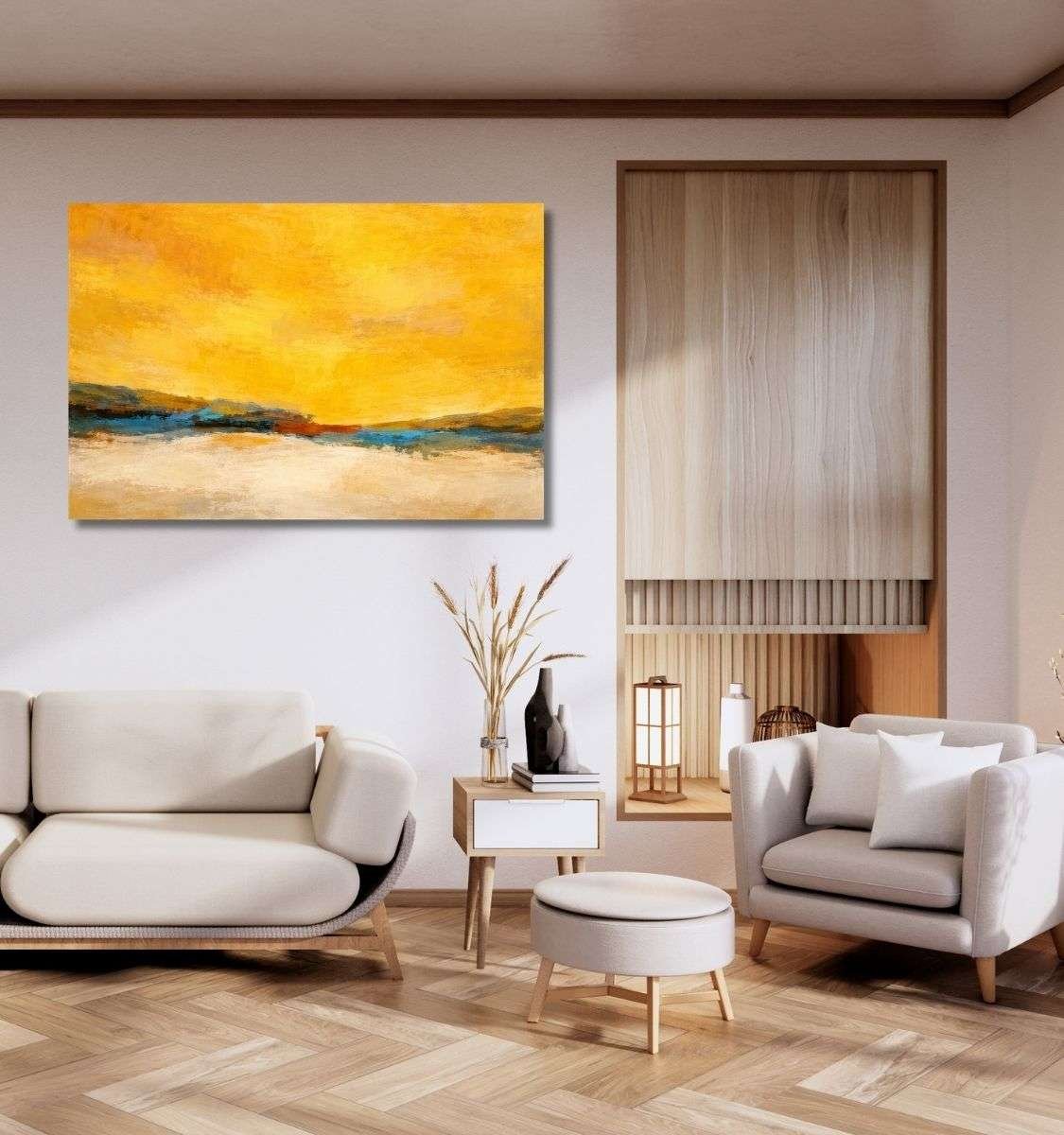 yellow abstract canvas painting by kunj cart8